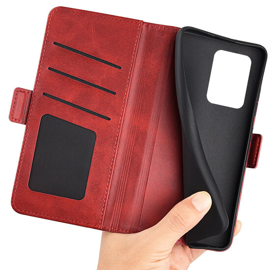 Xiaomi Redmi Note 12 Pro Plus 5G Hoesje - MobyDefend Luxe Wallet Book Case (Sluiting Zijkant) - Rood