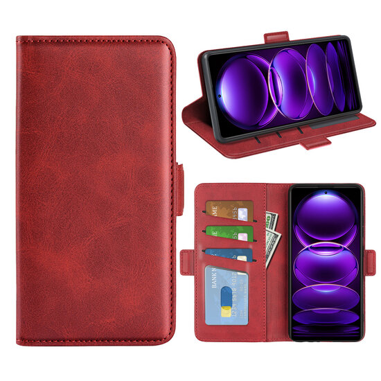 Xiaomi Redmi Note 12 Pro Plus 5G Hoesje - MobyDefend Luxe Wallet Book Case (Sluiting Zijkant) - Rood