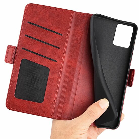 Motorola Moto G73 Hoesje - MobyDefend Luxe Wallet Book Case (Sluiting Zijkant) - Rood