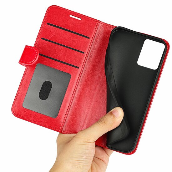 Motorola Moto G73 Hoesje - MobyDefend Wallet Book Case (Sluiting Achterkant) - Rood