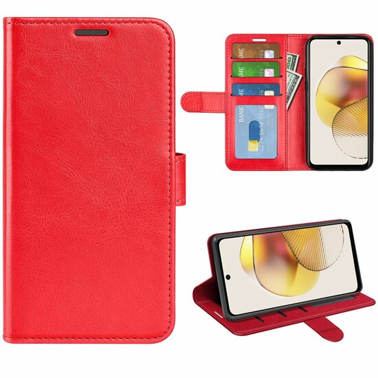 Motorola Moto G73 Hoesje - MobyDefend Wallet Book Case (Sluiting Achterkant) - Rood