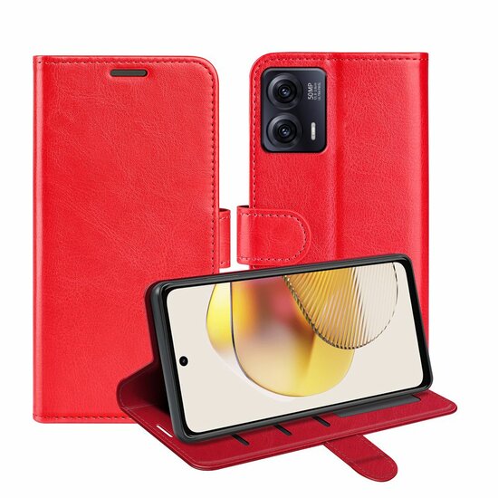 Motorola Moto G73 Hoesje - MobyDefend Wallet Book Case (Sluiting Achterkant) - Rood