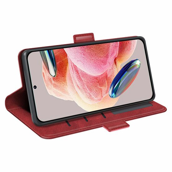 Xiaomi Redmi Note 12 4G Hoesje - MobyDefend Luxe Wallet Book Case (Sluiting Zijkant) - Rood