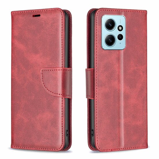 Xiaomi Redmi Note 12 4G Hoesje - MobyDefend Wallet Book Case Met Koord - Rood