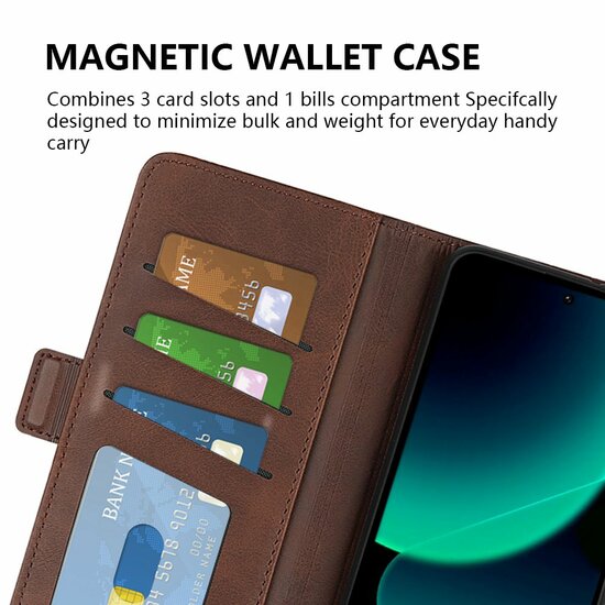 Xiaomi 13T / 13T Pro Hoesje - MobyDefend Luxe Wallet Book Case (Sluiting Zijkant) - Bruin