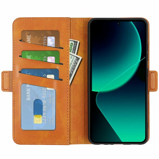 Xiaomi 13T / 13T Pro Hoesje - MobyDefend Luxe Wallet Book Case (Sluiting Zijkant) - Lichtbruin