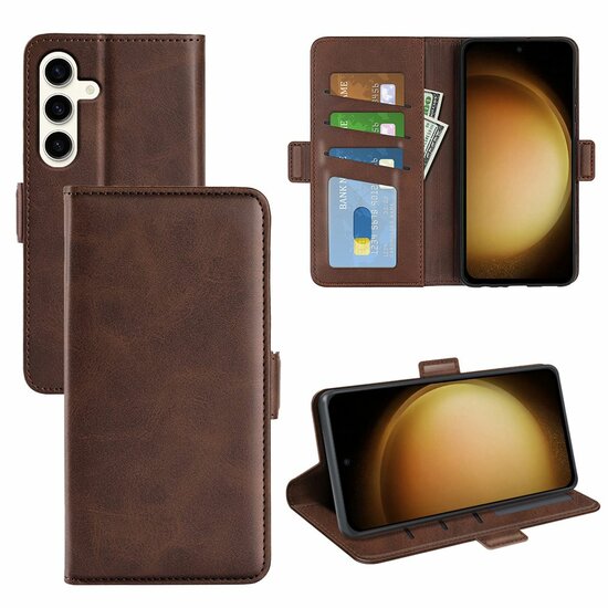 Samsung Galaxy S24 Plus (S24+) Hoesje - MobyDefend Luxe Wallet Book Case (Sluiting Zijkant) - Bruin