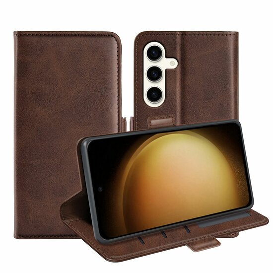 Samsung Galaxy S24 Plus (S24+) Hoesje - MobyDefend Luxe Wallet Book Case (Sluiting Zijkant) - Bruin