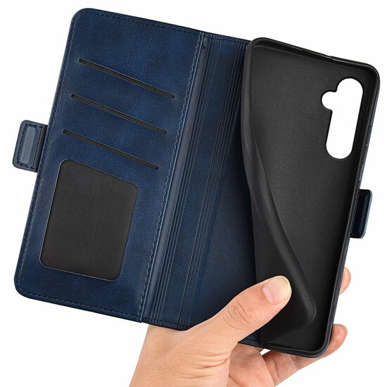 Samsung Galaxy S24 Plus (S24+) Hoesje - MobyDefend Luxe Wallet Book Case (Sluiting Zijkant) - Blauw