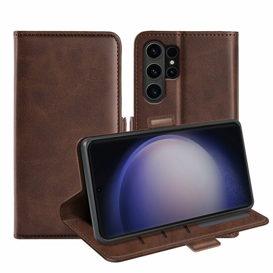 Samsung Galaxy S24 Ultra Hoesje - MobyDefend Luxe Wallet Book Case (Sluiting Zijkant) - Bruin