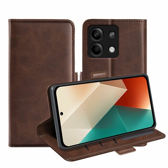 Xiaomi Redmi Note 13 5G Hoesje - MobyDefend Luxe Wallet Book Case (Sluiting Zijkant) - Bruin