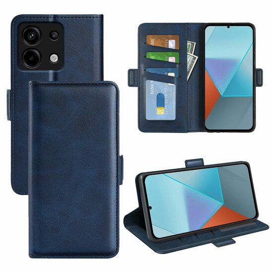 Xiaomi Redmi Note 13 Pro 5G Hoesje - MobyDefend Luxe Wallet Book Case (Sluiting Zijkant) - Blauw