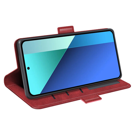 Xiaomi Redmi Note 13 4G Hoesje - MobyDefend Luxe Wallet Book Case (Sluiting Zijkant) - Rood