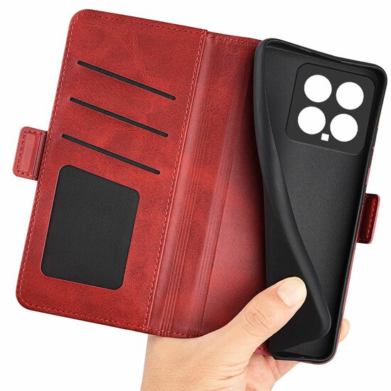 Xiaomi 14 Hoesje - MobyDefend Luxe Wallet Book Case (Sluiting Zijkant) - Rood