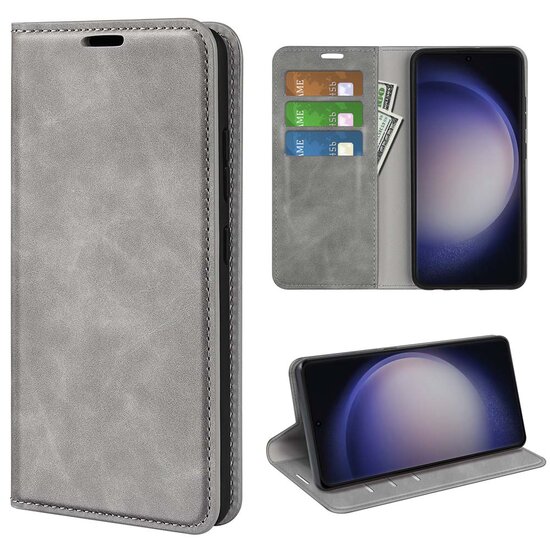 Samsung Galaxy S24 Ultra hoesje - Luxe Wallet Bookcase (Magnetische Sluiting) - Grijs