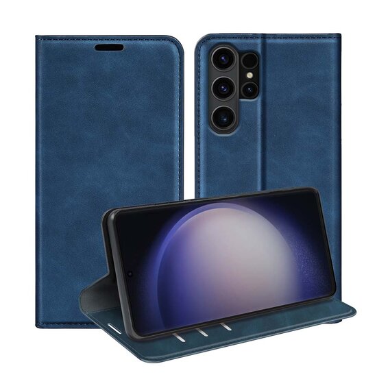 Samsung Galaxy S24 Ultra hoesje - Luxe Wallet Bookcase (Magnetische Sluiting) - Blauw