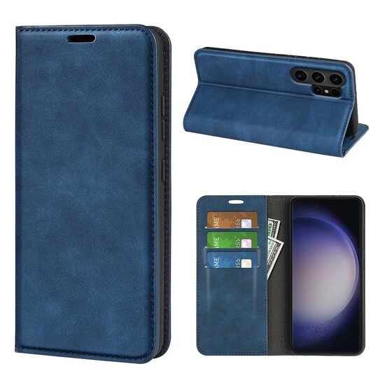 Samsung Galaxy S24 Ultra hoesje - Luxe Wallet Bookcase (Magnetische Sluiting) - Blauw