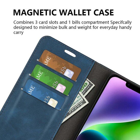 iPhone 15 hoesje - Luxe Wallet Bookcase (Magnetische Sluiting) - Grijs