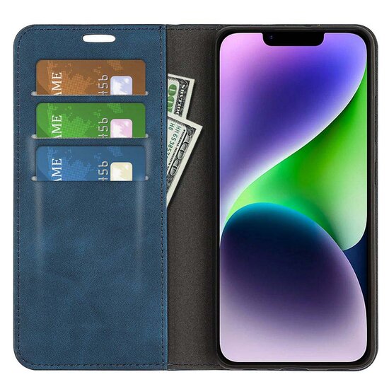 iPhone 15 hoesje - Luxe Wallet Bookcase (Magnetische Sluiting) - Blauw