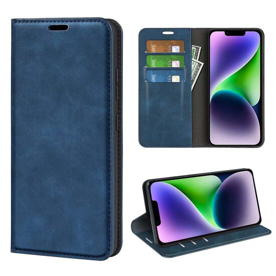 iPhone 15 hoesje - Luxe Wallet Bookcase (Magnetische Sluiting) - Blauw