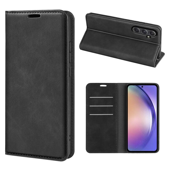 Samsung Galaxy A55 hoesje - Luxe Wallet Bookcase (Magnetische Sluiting) - Zwart