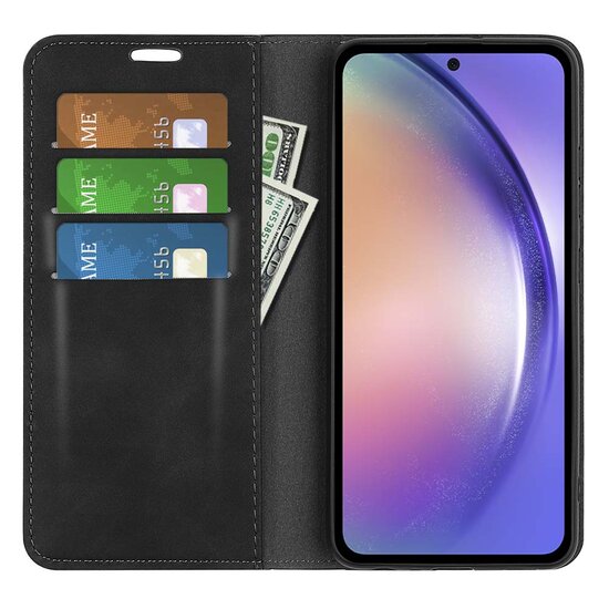 Samsung Galaxy A55 hoesje - Luxe Wallet Bookcase (Magnetische Sluiting) - Zwart