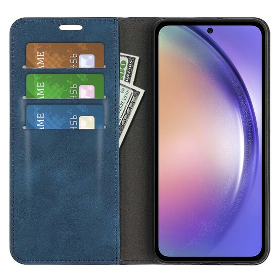 Samsung Galaxy A55 hoesje - Luxe Wallet Bookcase (Magnetische Sluiting) - Blauw