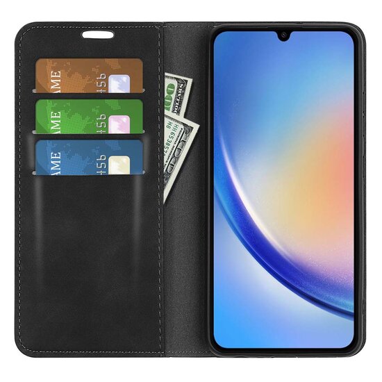 Samsung Galaxy A35 hoesje - Luxe Wallet Bookcase (Magnetische Sluiting) - Zwart