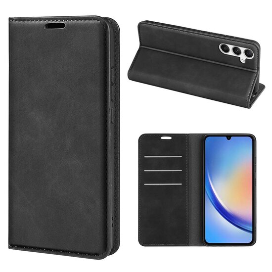 Samsung Galaxy A35 hoesje - Luxe Wallet Bookcase (Magnetische Sluiting) - Zwart