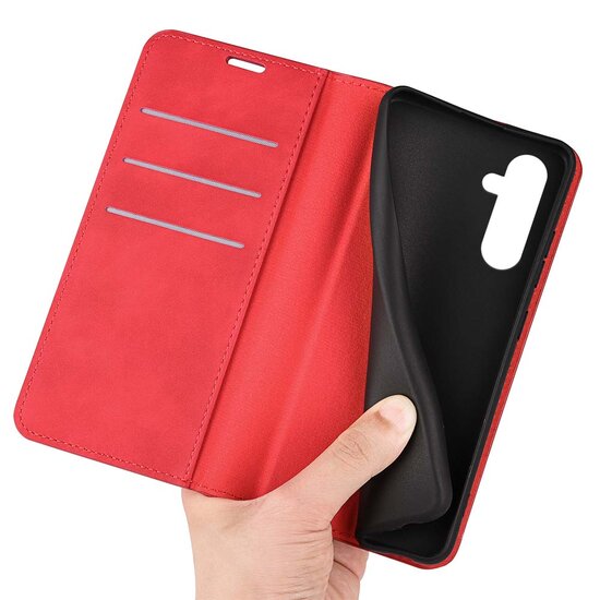 Samsung Galaxy A35 hoesje - Luxe Wallet Bookcase (Magnetische Sluiting) - Rood