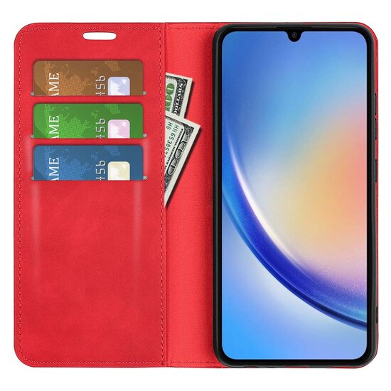 Samsung Galaxy A35 hoesje - Luxe Wallet Bookcase (Magnetische Sluiting) - Rood