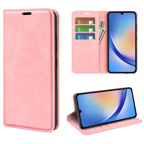 Samsung Galaxy A35 hoesje - Luxe Wallet Bookcase (Magnetische Sluiting) - Roze