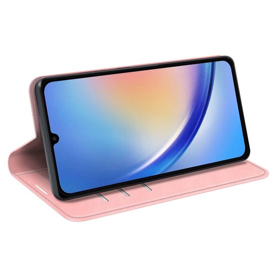 Samsung Galaxy A35 hoesje - Luxe Wallet Bookcase (Magnetische Sluiting) - Roze