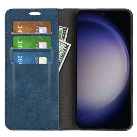 Samsung Galaxy S24 Hoesje - Luxe Wallet Bookcase (Magnetische Sluiting) - Blauw