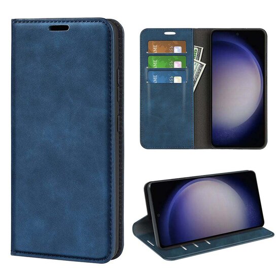 Samsung Galaxy S24 Hoesje - Luxe Wallet Bookcase (Magnetische Sluiting) - Blauw