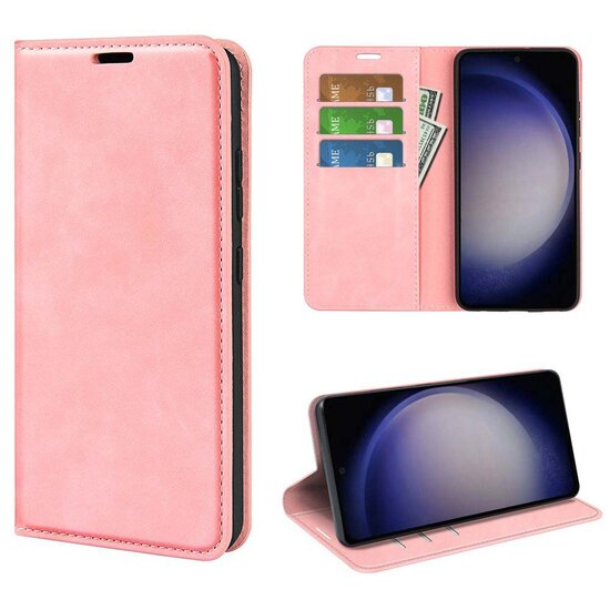 Samsung Galaxy S24 Hoesje - Luxe Wallet Bookcase (Magnetische Sluiting) - Roze