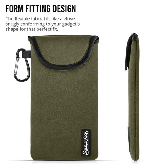 Hoesje voor Motorola Edge 50 Fusion - MobyDefend Neopreen Pouch Met Karabijnhaak - Insteekhoesje - Riemlus Hoesje - Groen