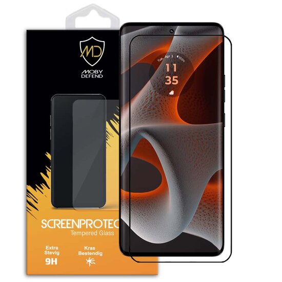 Motorola Edge 50 Pro Screenprotector - MobyDefend Screensaver Met Zwarte Randen - Gehard Glas 