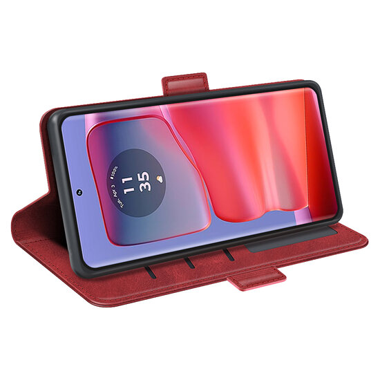 Motorola Edge 50 Pro Hoesje - MobyDefend Luxe Wallet Book Case (Sluiting Zijkant) - Rood