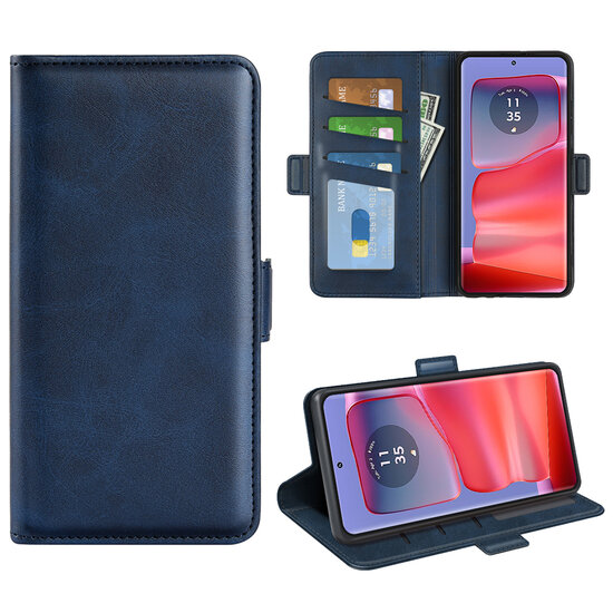 Motorola Edge 50 Pro Hoesje - MobyDefend Luxe Wallet Book Case (Sluiting Zijkant) - Blauw