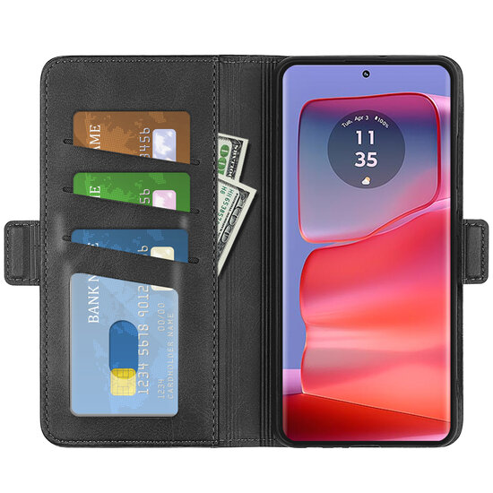 Motorola Edge 50 Pro Hoesje - MobyDefend Luxe Wallet Book Case (Sluiting Zijkant) - Zwart