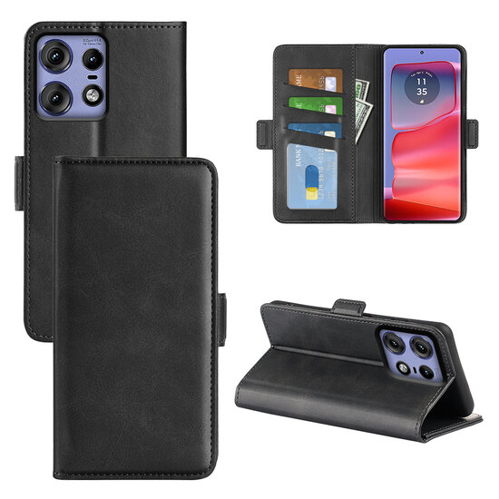 Motorola Edge 50 Pro Hoesje - MobyDefend Luxe Wallet Book Case (Sluiting Zijkant) - Zwart