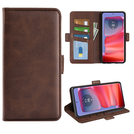 Motorola Edge 50 Pro Hoesje - MobyDefend Luxe Wallet Book Case (Sluiting Zijkant) - Bruin