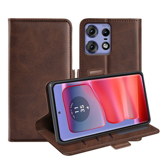 Motorola Edge 50 Pro Hoesje - MobyDefend Luxe Wallet Book Case (Sluiting Zijkant) - Bruin