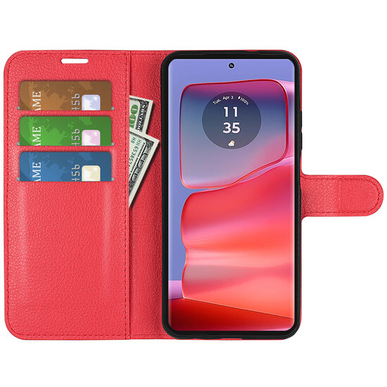 Motorola Edge 50 Pro Hoesje - MobyDefend Kunstleren Wallet Book Case (Sluiting Voorkant) - Rood