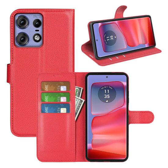 Motorola Edge 50 Pro Hoesje - MobyDefend Kunstleren Wallet Book Case (Sluiting Voorkant) - Rood