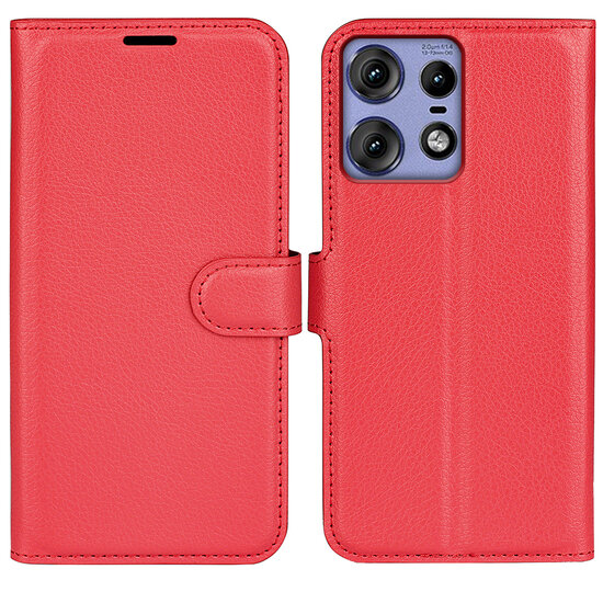 Motorola Edge 50 Pro Hoesje - MobyDefend Kunstleren Wallet Book Case (Sluiting Voorkant) - Rood