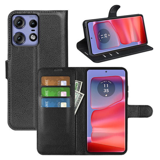 Motorola Edge 50 Pro Hoesje - MobyDefend Kunstleren Wallet Book Case (Sluiting Voorkant) - Zwart