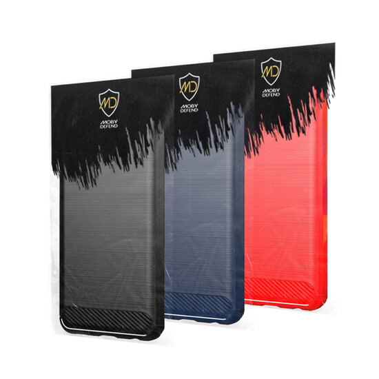 Sony Xperia 1 VI Hoesje - MobyDefend TPU Backcover - Geborstelde Metaal &amp; Carbon-Look - Blauw