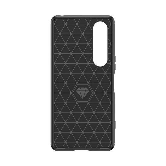 Sony Xperia 1 VI Hoesje - MobyDefend TPU Backcover - Geborstelde Metaal &amp; Carbon-Look - Zwart